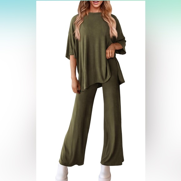 PRETTYGARDEN matching lounge set, short sleeve top with wide leg pants size XL - Picture 2 of 3